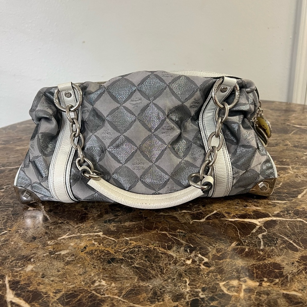 Authentic MCM Munchen Monogram Satchel Chain Hand… - image 2